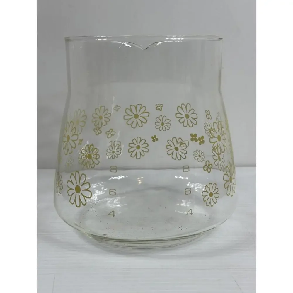 Vintage Sunbeam 1970s Glass Coffee 10‎ Cup Replacement Pot Flowers Hippie BOHO